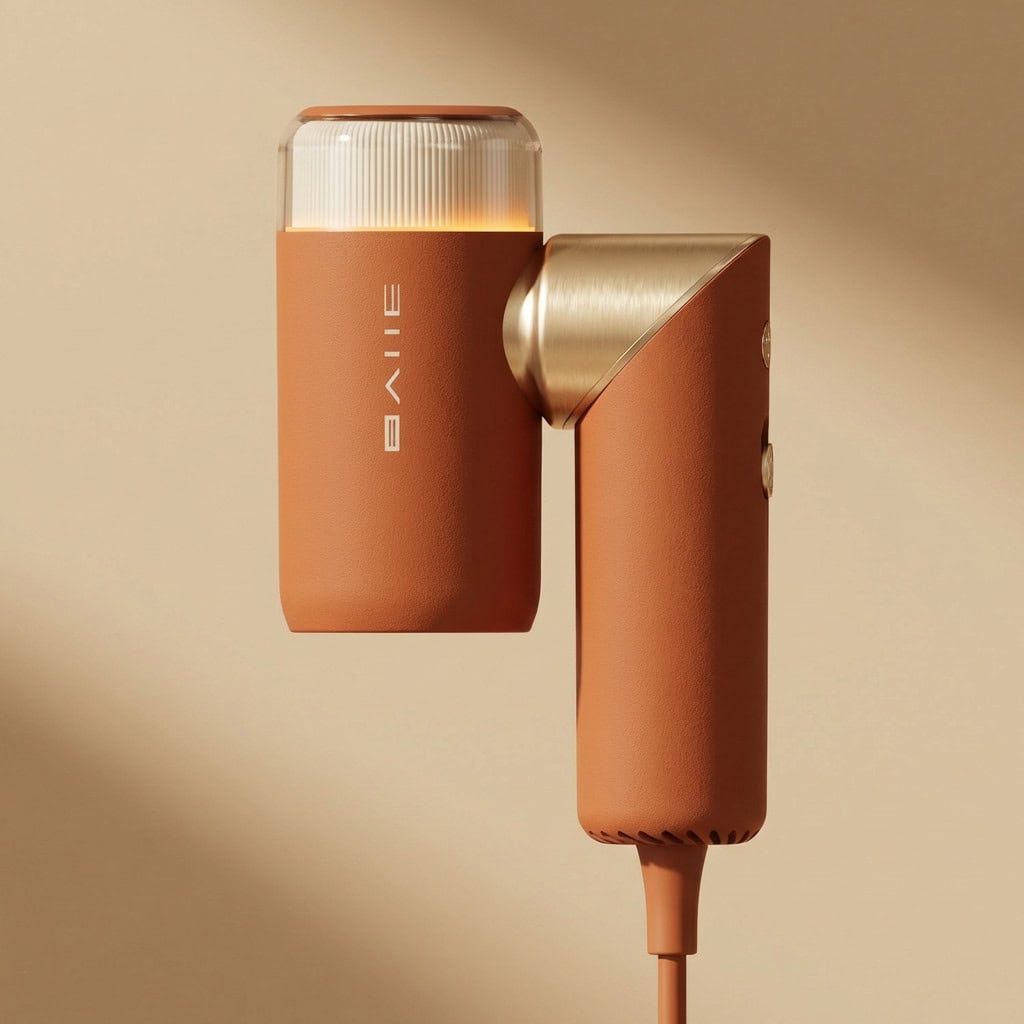 Compact copper hair dryer product render