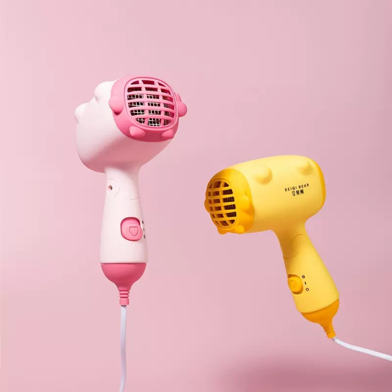 Pink and yellow compact hair dryers