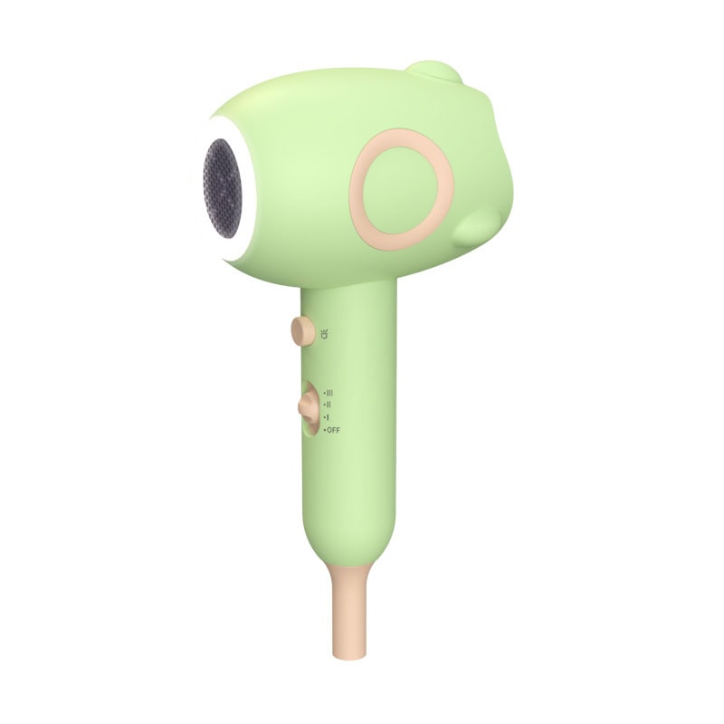 Green compact hair dryer with rounded housing