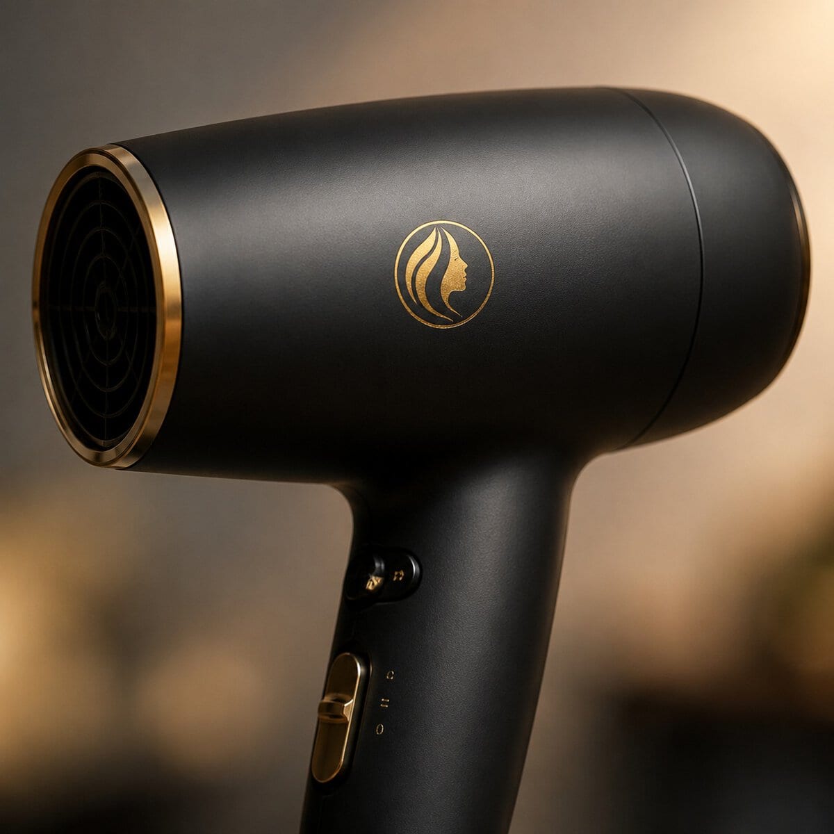 Close-up of a black BAILE high-speed hair dryer
