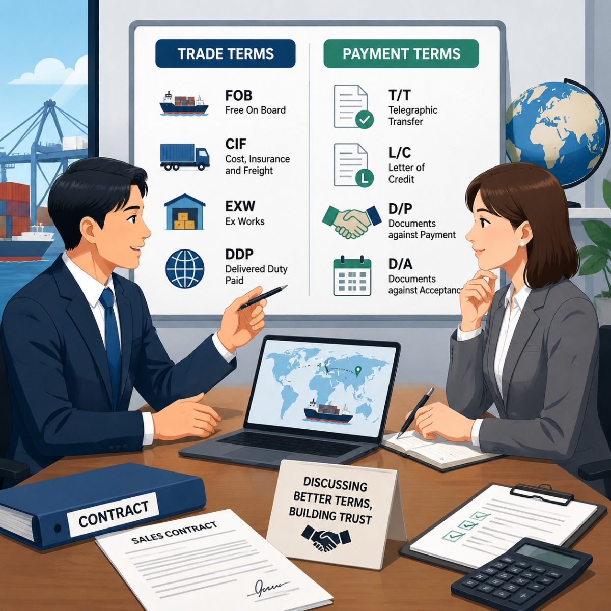 Business illustration showing hair dryer trade and payment planning