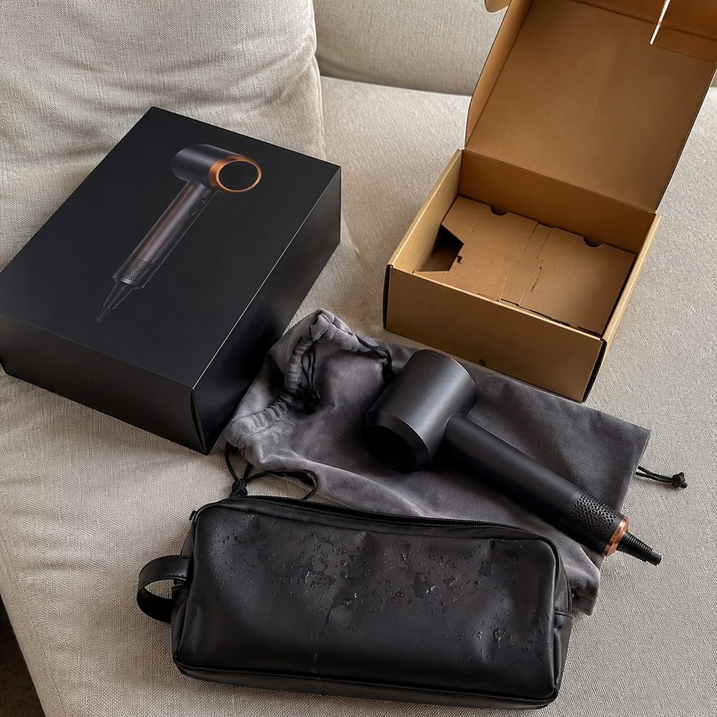 Travel hair dryer gift set with pouch and accessories