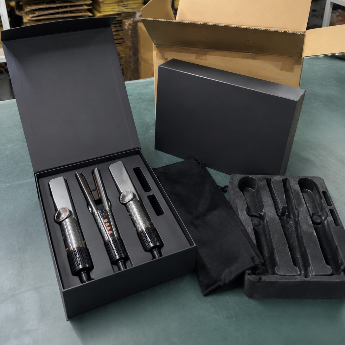 Multi-styler hair tool gift set in a black case