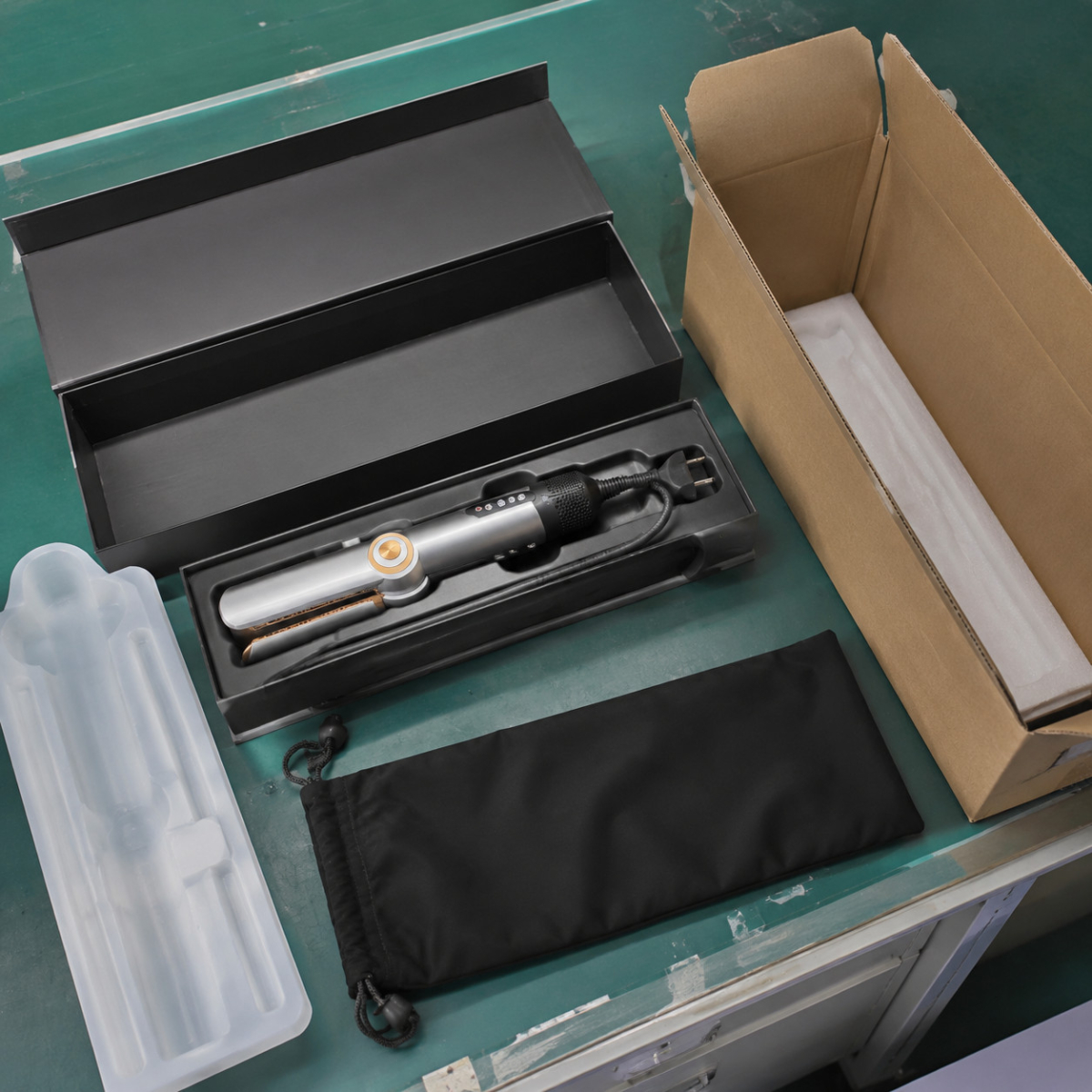 Multi-styler hair tool gift packaging with accessories