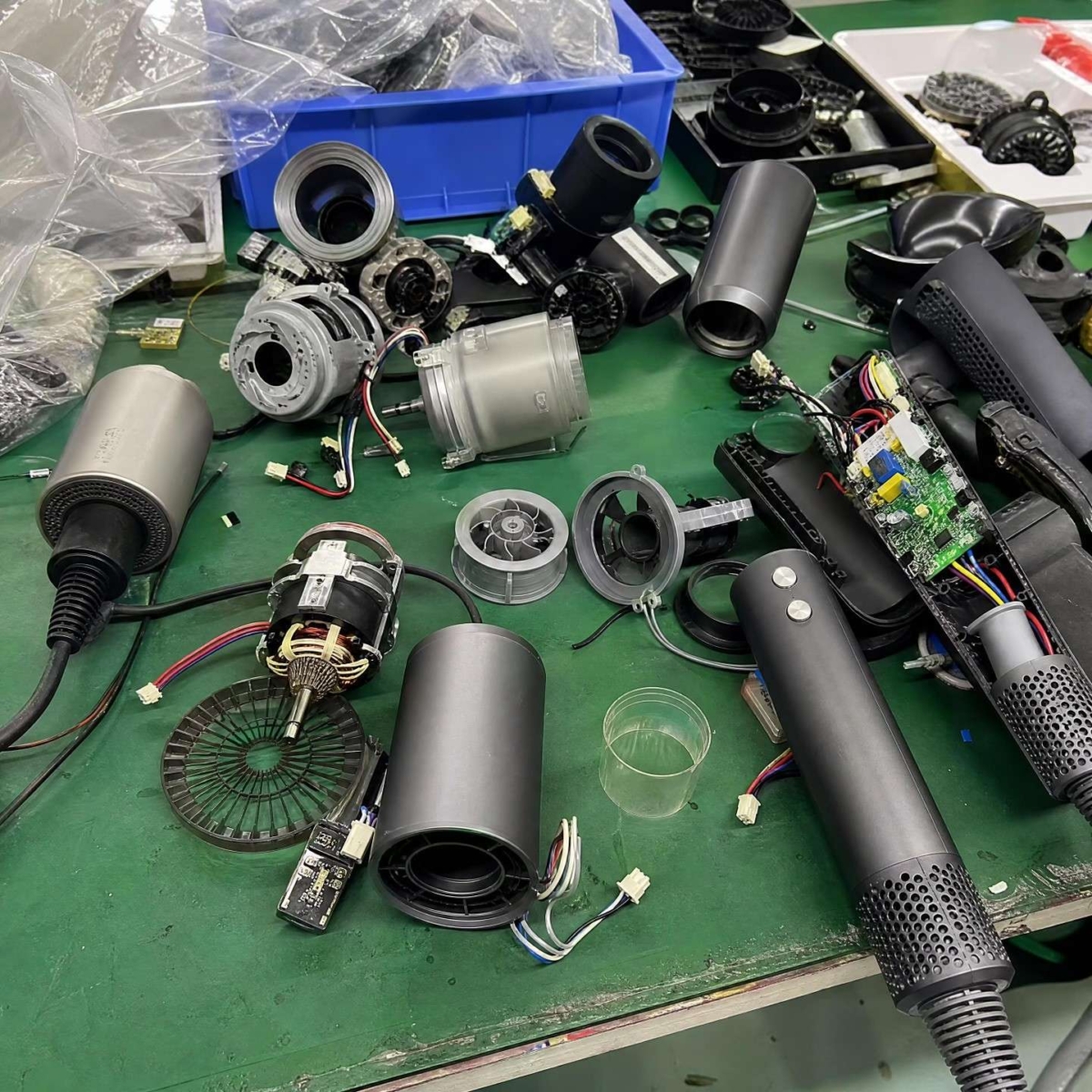 Disassembled hair dryer components for ODM development