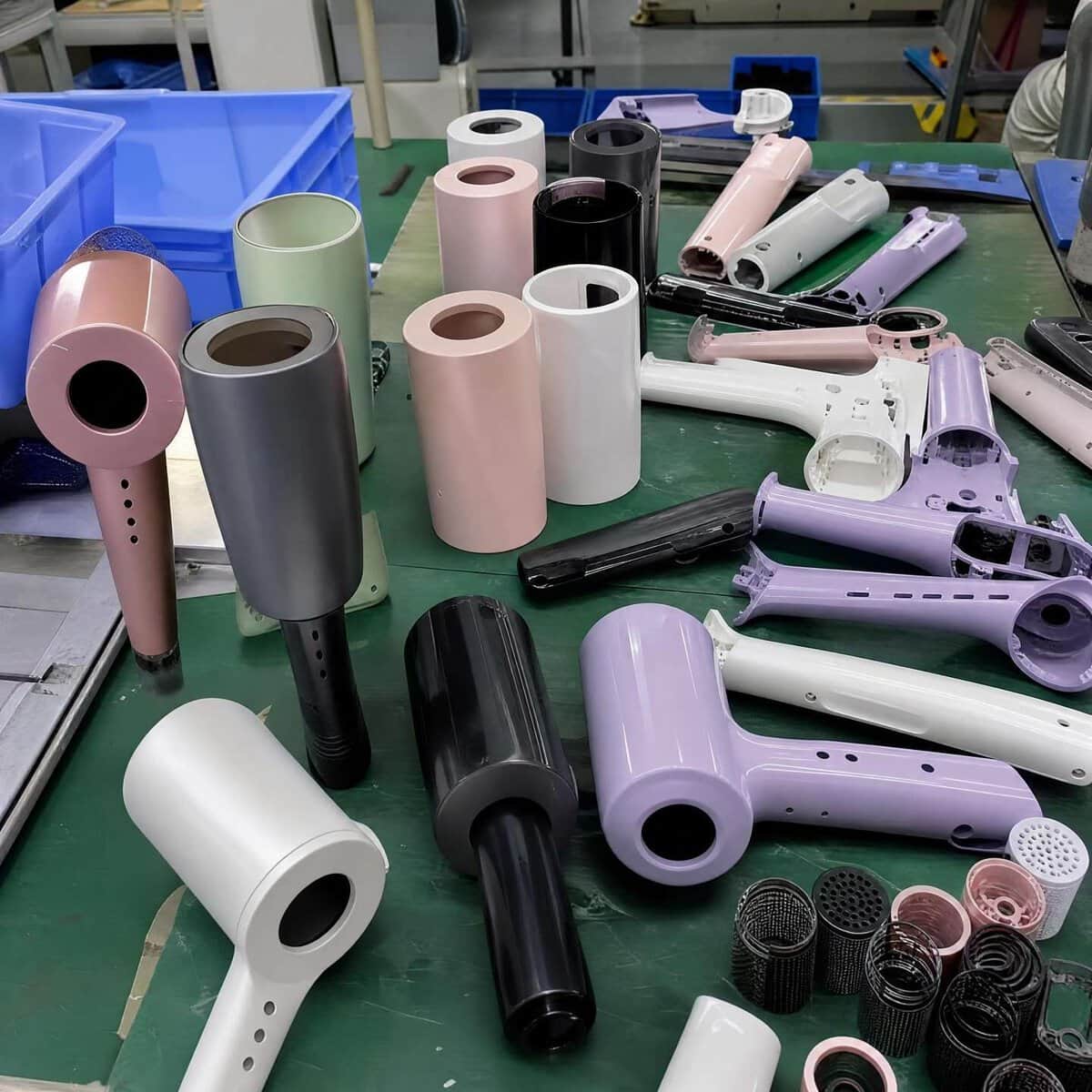 Hair dryer housings and components in multiple colors